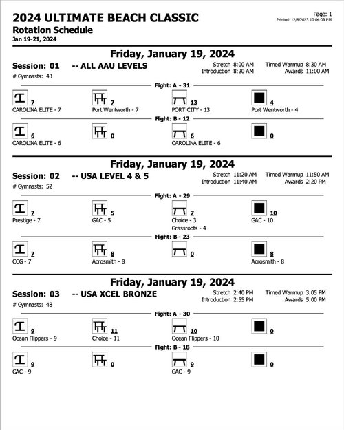 Schedule/Results — Ultimate Beach Classic